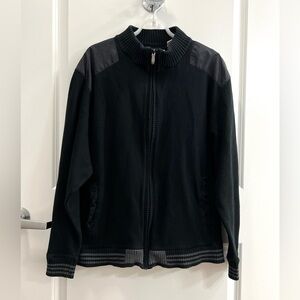 Alex Cannon Mens Full Zip Ribbed Mock Neck Sweater Jacket Black Size Large
